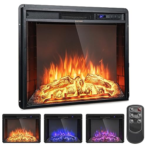 Tangkula Recessed Electric Fireplace, 26 Inch Fireplace with Adjustable Flame