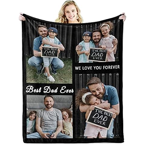 Youltar Dad Gifts-Custom Blanket with Photo, Father Day Personalized Gifts Birthday Gifts for Dad from Daughter Son, Customized Pictures Blanket Christmas for Dad Gifts Cover