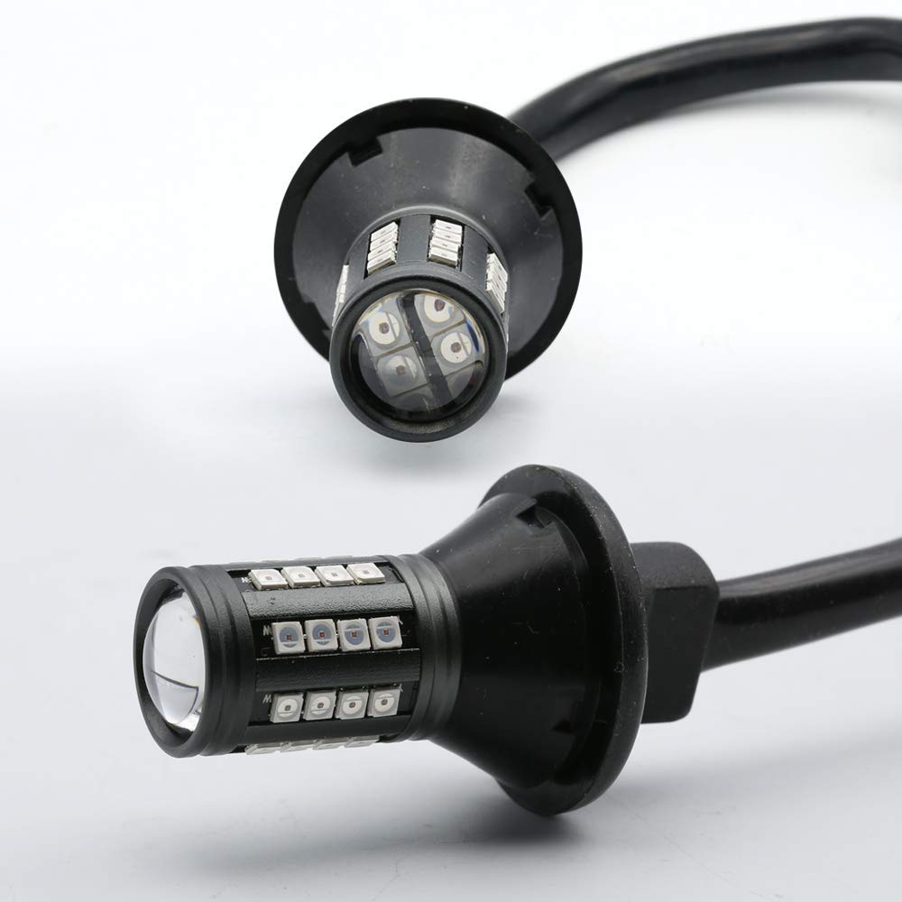 Bombillas LED de freno de estacionamiento sin errores Canbus, color rojo, con luces de giro, luz de estacionamiento DRL, sin flash Hyper todo en uno con resistencias integradas