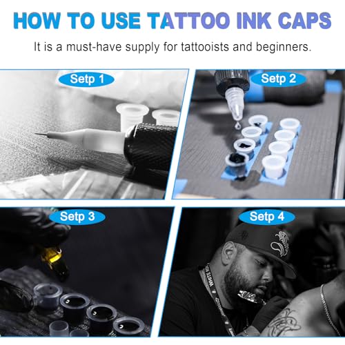 Image of Emalla 300Pcs Mixed Tattoo Ink Caps Kit 100 Small 100 Medium 100 Large Cups | Disposable Tattoo Ink Cups Waterproof Pigment Container Plastic Tattoo Caps for Ink Durable Tattoo Supplies Tattoo Accessory