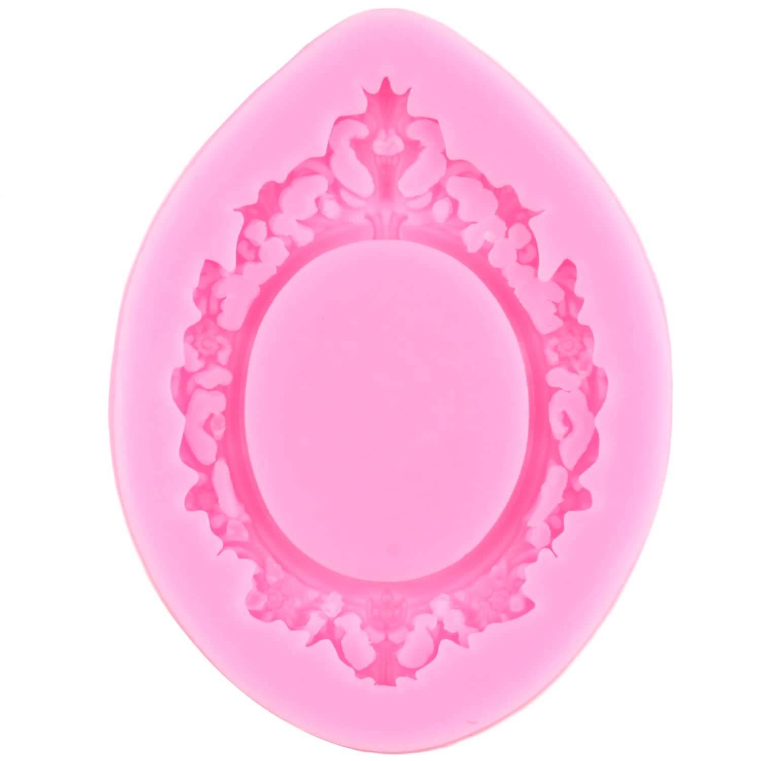 MYPRACS Set di 4 stampi in silicone a forma di cammeo con cornice portafoto barocca, per decorazione di torte, cupcake, pasta di gomma, cioccolato, caramelle, argilla polimerica