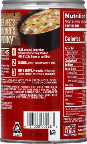 Image of Campbell's Chunky Soup, Savory Chicken with White and Wild Rice Soup, 18.8 Oz Can (Pack of 2)