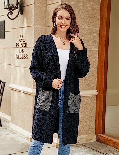 BMJL Womens Fall/Winter Cardigans Hooded Cable Knit Sweaters Oversized Open Front Coats with Pockets 20232