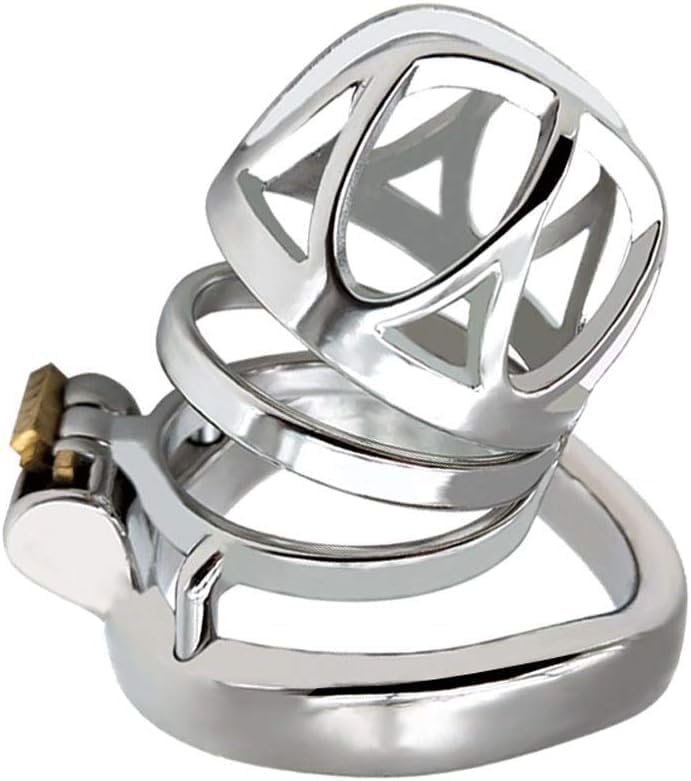 Male Chastity Device - Long Design Premium Steel Penis Cage with Lock and Key, Chastity Belt for Men(50mm Ring)