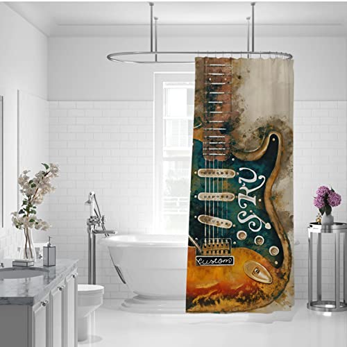 Rideau de douche guitares pour salle de bain d'appartement moderne - 3