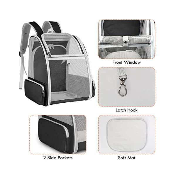Cat-BackpackLarge-Expandable-Pet-Carrier-BackpackCat-BookbagAirline-Approved-Pet-Travel-Backpack-Carrier-BagClear-Outdoor-Hiking-Backpack-for-Small-Dog-Cat-Puppy-Kitten-Bunny-Bird-Chicken-Black Cat Backpack - The Perfect Pet Carrier for Your Adventurous Cat