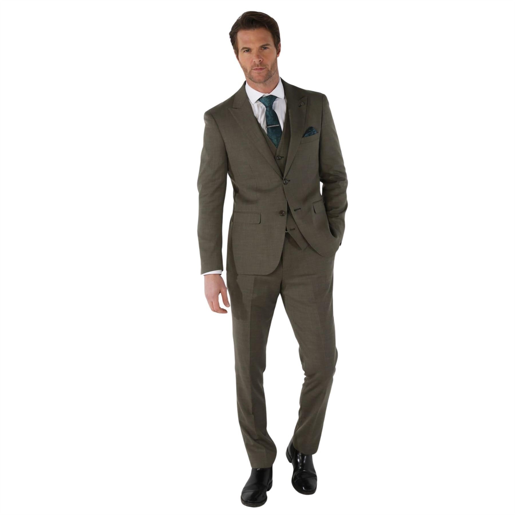 Truclothing Men's Sage Suit 3 Piece Green Tailored Fit Summer Wedding - 38