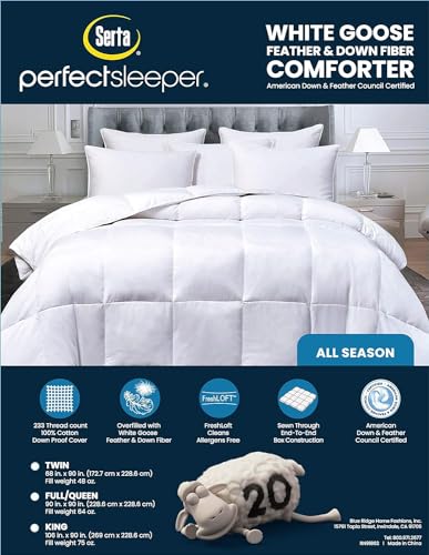 Serta SE003025 Goose Feather Down Fiber Cotton Comforter Queen Size thumb #6
