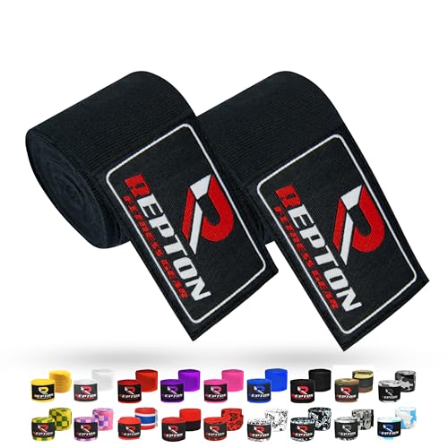 Boxing Hand Wraps with Hook & Loop Strap - Black