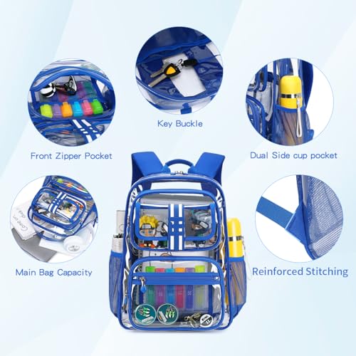 Image of Cusangel Clear Large Backpack for School,16in Heavy Duty Clear BookBag,TPU Large Capacity See Through Backpack for Stadiums,Concerts,Plastic transparente para mujer for 8Age+ Boys Girls
