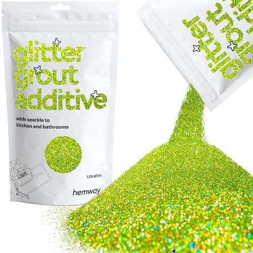 Purpurina para juntas color verde lima holográfica para juntas de azulejos para baño ultrafina brillante Hemway 100 g/3,5 oz