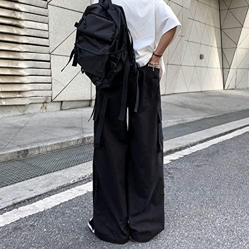 Linsennia Gothic Cargo Pants with Pockets for Men Women Girls Side Slit Baggy Streetwear Y2K Pants3