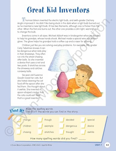 Evan-Moor Skill Sharpeners Spell and Write Workbook, Grade 5, 144 Spelling Words, Test Prep, Compound Words, Conjunctions, Grammar, Punctuation, Creative Writing, Vocabulary, Activities, Homeschool - Image 3