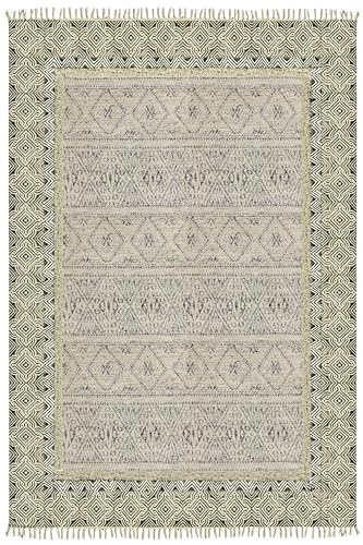 Tapis Kilim en coton tissé main vert multicolore de qualité supérieure - 2