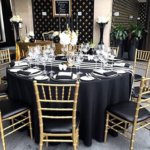 Lykoow 10 Packs Black Round Satin Tablecloth Overlay Round Silky Black Satin Tablecloth 108Inch Bright Tablecloth Smooth Fabric Table Decoration For Parties Holiday Wedding Birthday Banquet(Black) #TOP3