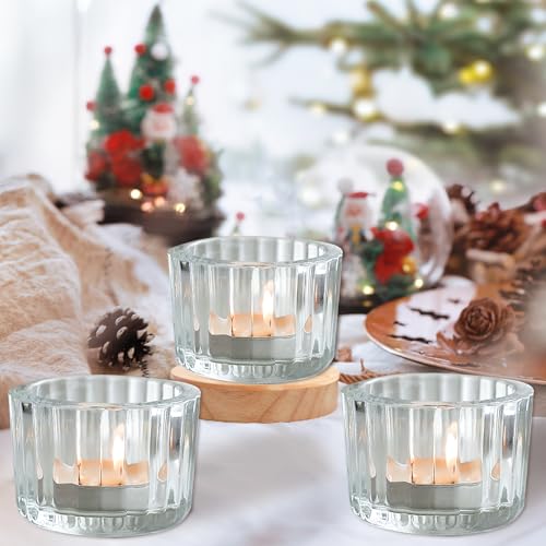 Clear Tea Light Candle Holders Pack of 12 Lre Co. Glass Candle Holders, Tea Light Holders for Home Decor Wedding Party - Image 3