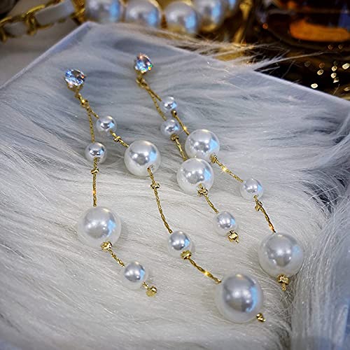 Long Tassel Pearl Dangle Earrings for Women Girls - Dangling Hanging Baroque Simulated Freshwater Pearl Drop Dangle EarringBridal Wedding Gift4