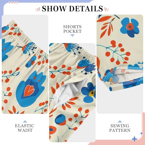 J JOYSAY Floral Berry Branch Beige Pajamas Pants Soft Long Pajama Bottoms Lounge Sleep Pants Size S-XL4