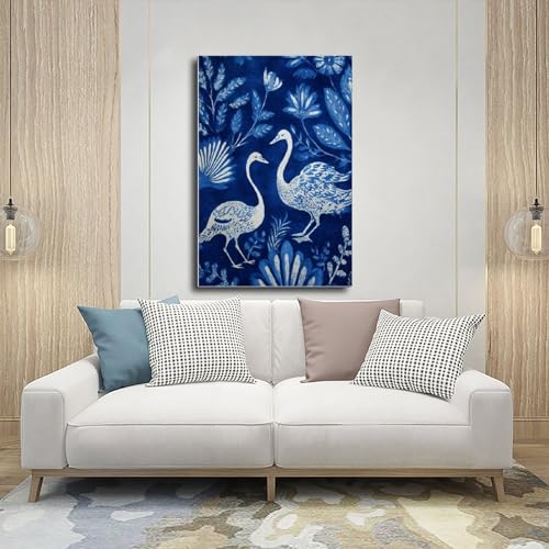 Art sur toile cygne et étoile - Impression botanique haut de gamme 30x45