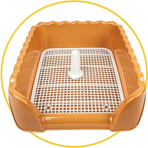 Image of Lutema Indoor /Outdoor Training Dog Potty Tray for Small and Medium Puppies Litter Boxes in (Orange Brown)