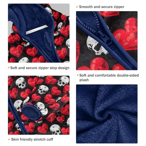 Skull Hearts Boys Fleece Coat,Children's Zip-Up Hoodie Jacket,Baby Warm Fashion Outerwear 3-10T,A1133383