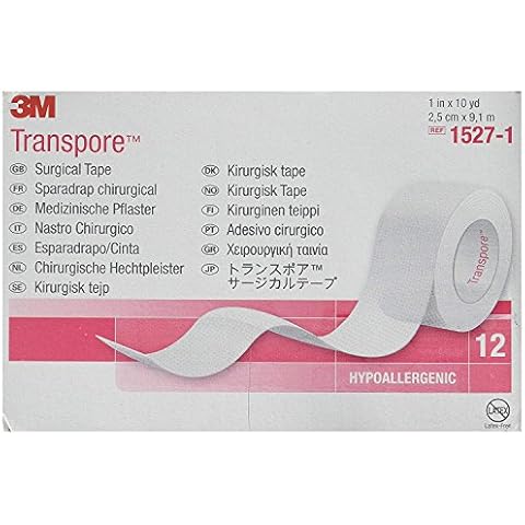 3M Transpore Tape 1" x 10 yd Box: 12 Cover