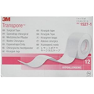 Physical Therapy Aids 98918 3M Transpore Tape, 1″ x 10 yds., Case of 12 Rolls, Shape