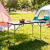 BestOffice 4 FT Picnic Table Folding Table Camping Plastic Table Fold Up Table Lock for Party Event, Black #1