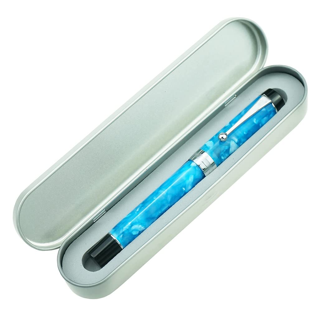 Pluma estilográfica de resina con punta de hielo con convertidor de tinta, bolígrafo de regalo para oficina, escuela, oficina