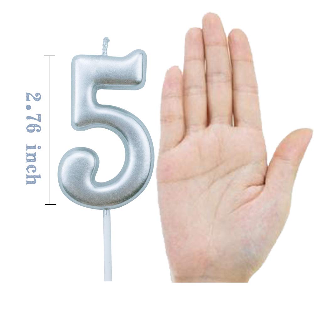 Vela de 5º cumpleaños con el número 5 para decoración de tartas para niños y adultos, número 15, 54, 59, 85, 58, 50, 25, 75