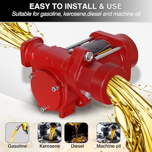 12V 15 GPM Fuel Transfer Pump With Discharge Hose & Manual Nozzle, Gasoline, Diesel, Kerosene & Biodiesel