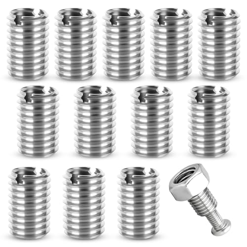 BATHRINS Juego de 12 piezas de rosca M10 a M8, tuerca roscada de acero inoxidable, 15 mm, juego de reparación de rosca Helicoil para montaje de muebles, automoción mecánica