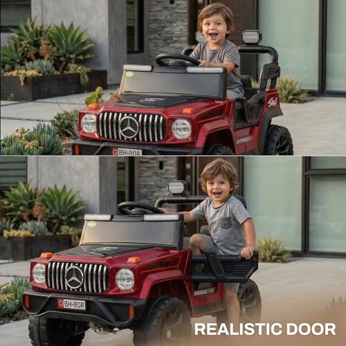 Image of Baybee Zenvor Battery Operated Jeep for Kids with Parental Remote Control | Kids Electric Battery Car with 4x4 Motors, RGB Lights & Music | Rechargeable Electric Car for Kid Aged 2-6 Years (Red)