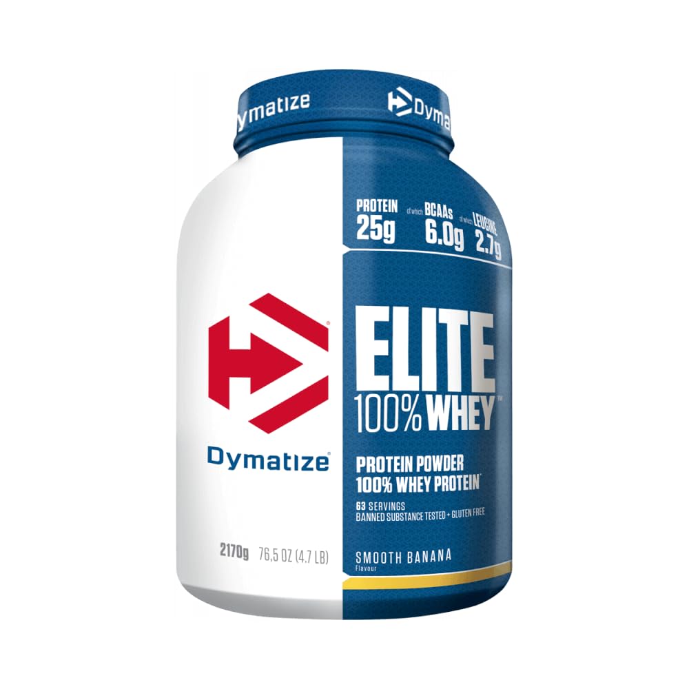 Dymatize Elite 100% Whey Smooth Banana 2170g - wysokobiałkowy proszek o niskiej zawartości cukru + białko serwatkowe i BCAA