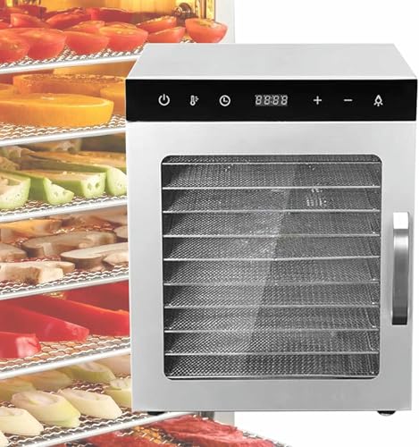 XSDAJSD Liofilizador Comercial, deshidratador de Alimentos, bandejas de Acero Inoxidable 10/12, secador de Alimentos eléctrico de 800 W, liofilizador con T