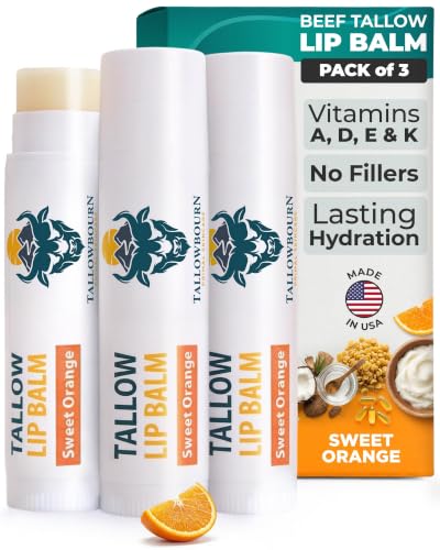 Tallowbourn Grass-Fed Tallow Lip Balm 3pk (Sweet Orange)