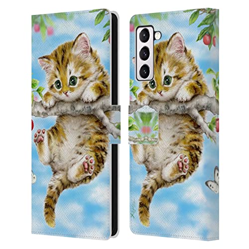Étui portefeuille en cuir Kayomi Harai pour Samsung Galaxy S21+ 5G à motif chaton