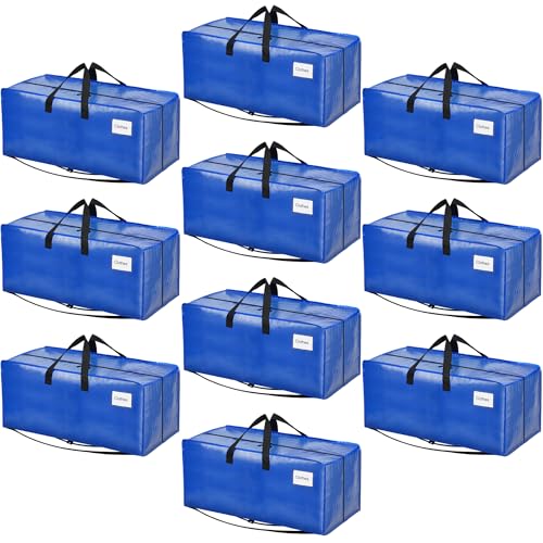 Image of BAGAIL Heavy Duty Moving Bags with Strong Handle, Extra Large Moving Boxes, Storage Tote for Clothes, College Moving Supplies(Light Blue, 10 Pack)
