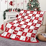 Hixingo Navidad Manta Sofa Suave y Cálida Invierno Xmas Acogedora Franela Mantas Polar para Cama, Blanket para Cama Adulto Niño y Mascota (Blanco Rojo,130x150cm)