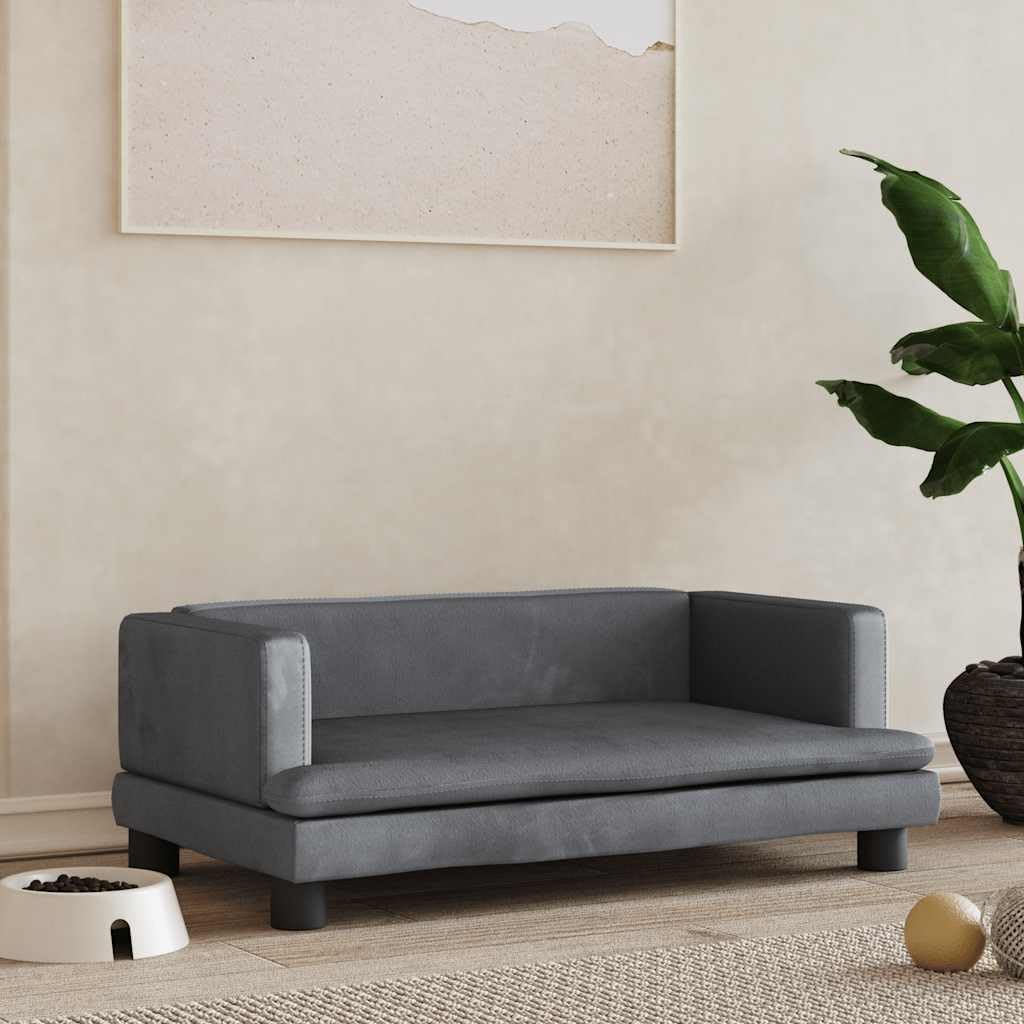 Cuccia per cani in velluto grigio scuro, 80 x 45 x 30 cm, con materasso morbido e cestino antiscivolo, cuccia per animali domestici, cuccioli, anziani, artrosi, calmante e delicato sulle
