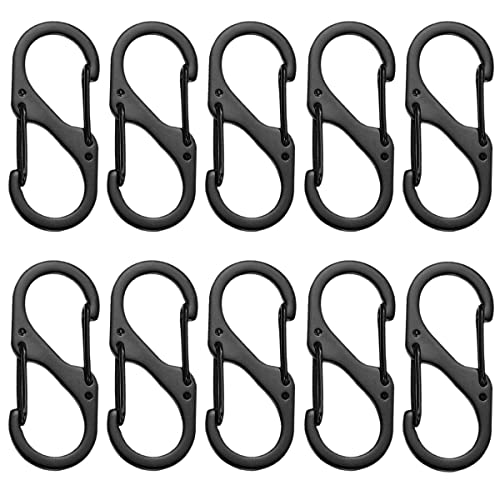 Mousquetons,Petit Mousqueton,30 Pièces Mini Mousqueton,S Mousqueton,Clips Porte-Clés à Double Ressort S Forme Mousquetons en Alliage D'Aluminium Porte Clé Léger Étanche Noir Cover
