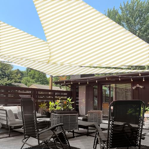 LOVE STORY 16' x 16' x 22' Triangle Sun Shade Sail for Patio, Yellow-White
