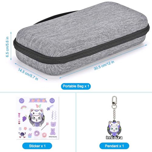 Image of innoAura Switch 2 Carrying Case for NS Switch 2 (2025), with 9 Game Card Slots, Protective Travel Storage Case, Cute Pendant and Sticker, Gray