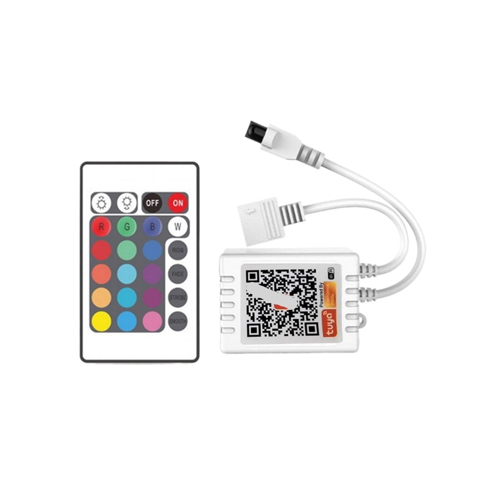 Controlador LED Inteligente WiFi Remoto Tuya, 24 Teclas, 44 Teclas, Control Remoto por Infrarrojos, DC12-24V Adecuado for Tira de Luces LED RGB 2835 5050 (Color : WiFi RGB 24key IR)