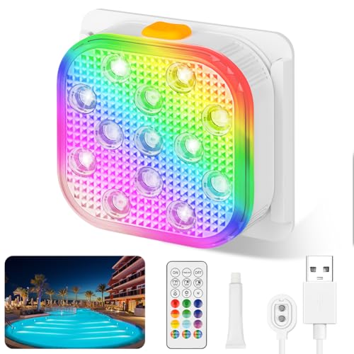 Vicloon Luci LED per Piscina, Ricaricabile LED Sommergibili Luci con Telecomando, 6 Modalità 16 Colori RGB, IP68 Impermeabili, Cambiano Colore Piscina per Vasca Idromassaggio Festa SPA Laghetto