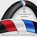 Nappa Leather Car Steering Wheel Cove Sports Protector Non-Slip Leather Steering Wheel 15 Inch Universal Red, White, Blue, Black