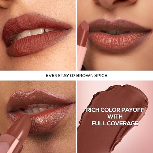 Image of RENEE Everstay Long Stay Matte Lipstick - Brown Spice, Hydrating & Non-Drying, Smudge-Proof, Lightweight, Long Lasting, Intense Pigment, Full Coverage, Vitamin E Infused, For All Occasions, 4.2g | Long-lasting
