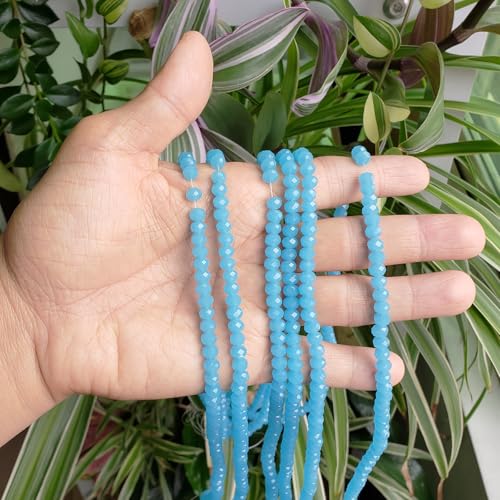 Image of 6mm Rondelle Aquamarine Jade Glass Beads for Jewelry Making 720pcs Faceted Briolette Shape Crytal Spacer Beads for Bracelet Necklace - Aquamarine Jade