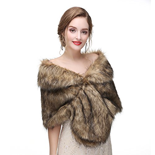 Faux Fur Shawl Wrap Stole Shrug Winter Bridal Wedding Cover Up3