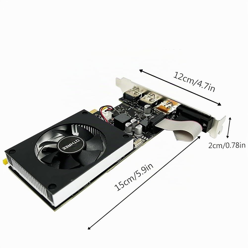 QTHREE GT 730 4G D3 Tarjeta Grafica, 2X HDMI, 1x DVI, 1x VGA, Tarjeta de Vídeo para PC, GPU, for Win 7, 8, 10, 11, DirectX 11, 12